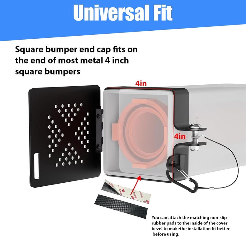 Cyanslen 2 Pack Aluminum RV Bumper End Cap- Fits Standard 4-Inch Square Camper Bumpers, Sewer Hose Storage Cap with No-Insect Vent Holes, Motorhome Outdoor Travel Trailer Accessories Must Haves - Image 2